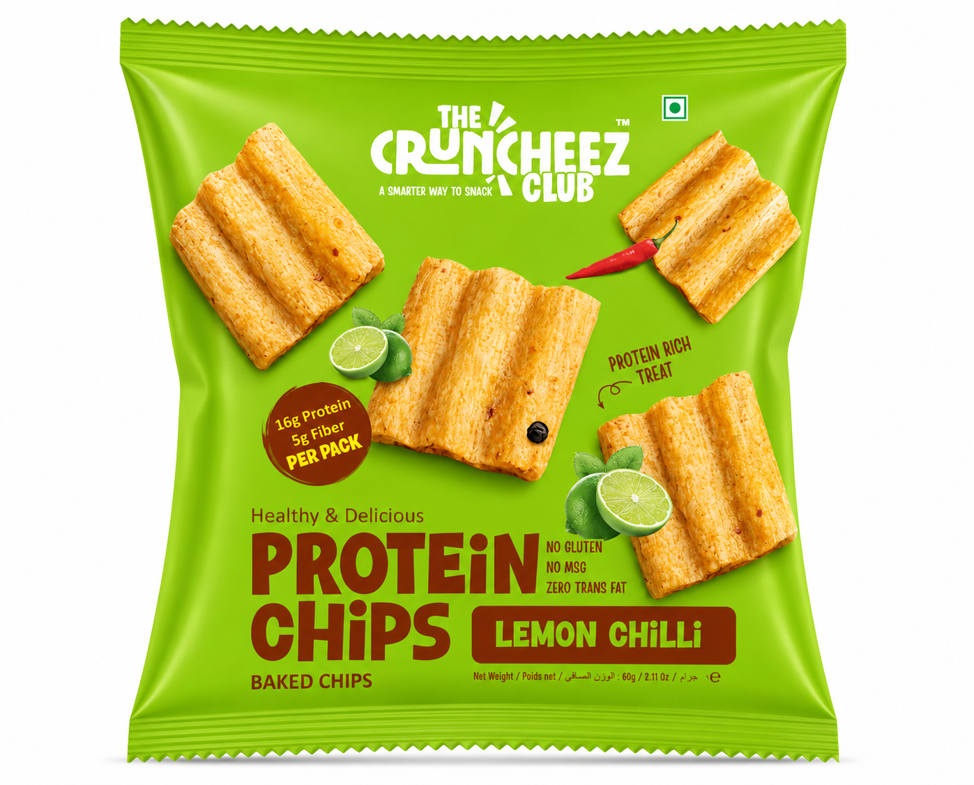 The Cruncheez Club | High Protien Chips | Lemon Chilli